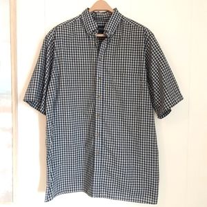 Harbor Bay Men's Short Sleeve Shirt Large/Tall Blue Grey White Plaid